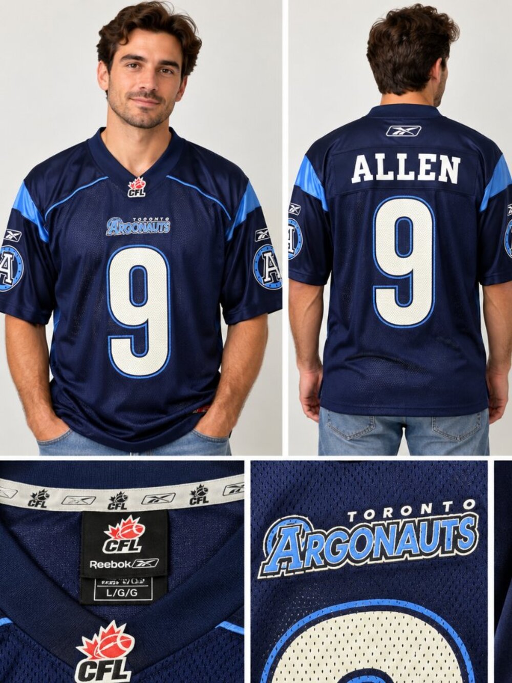 Reebok Toronto Argonauts Damon Allen #9 CFL Jersey – Men’s Large